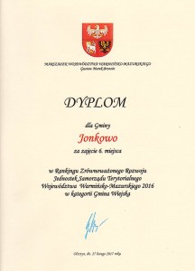 Dyplom 2 dla gminy Jonkowo