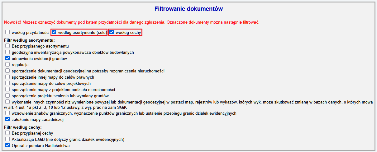 Filtrowanie dokumentów