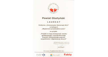 Starosta i samorząd powiatu nagrodzeni za innowacyjność