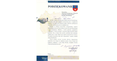 Podziękowania Starosty Olsztyńskiego
