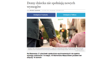 Domy dziecka w powiecie wypadają dobrze