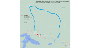 Zamknięcie drogi Barczewko - zjazd do Łęgajn