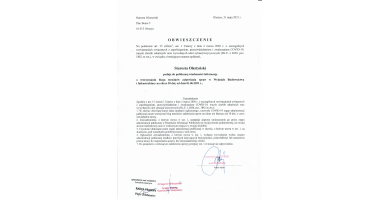 Obwieszczenie Starosty Olsztyńskiego - 31 maja 2021r.