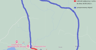 Droga Barczewko-Dabr&oacute;wka Mała wyłączona z ruchu