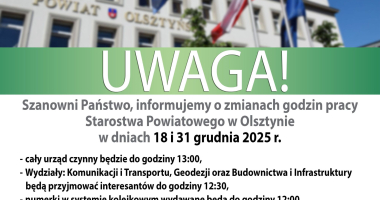 Zmiana godzin pracy urzędu 